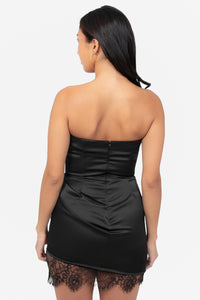 Lielle Satin Lace Trim Mini Dress