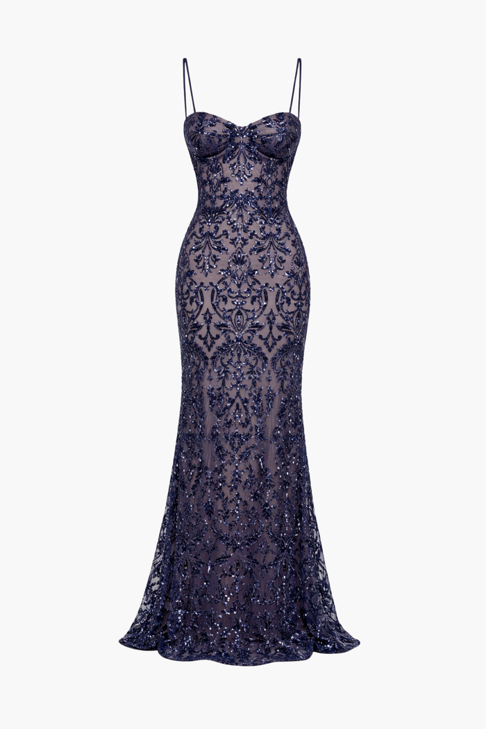 Gianna Floral Sequin Maxi Dress - honey