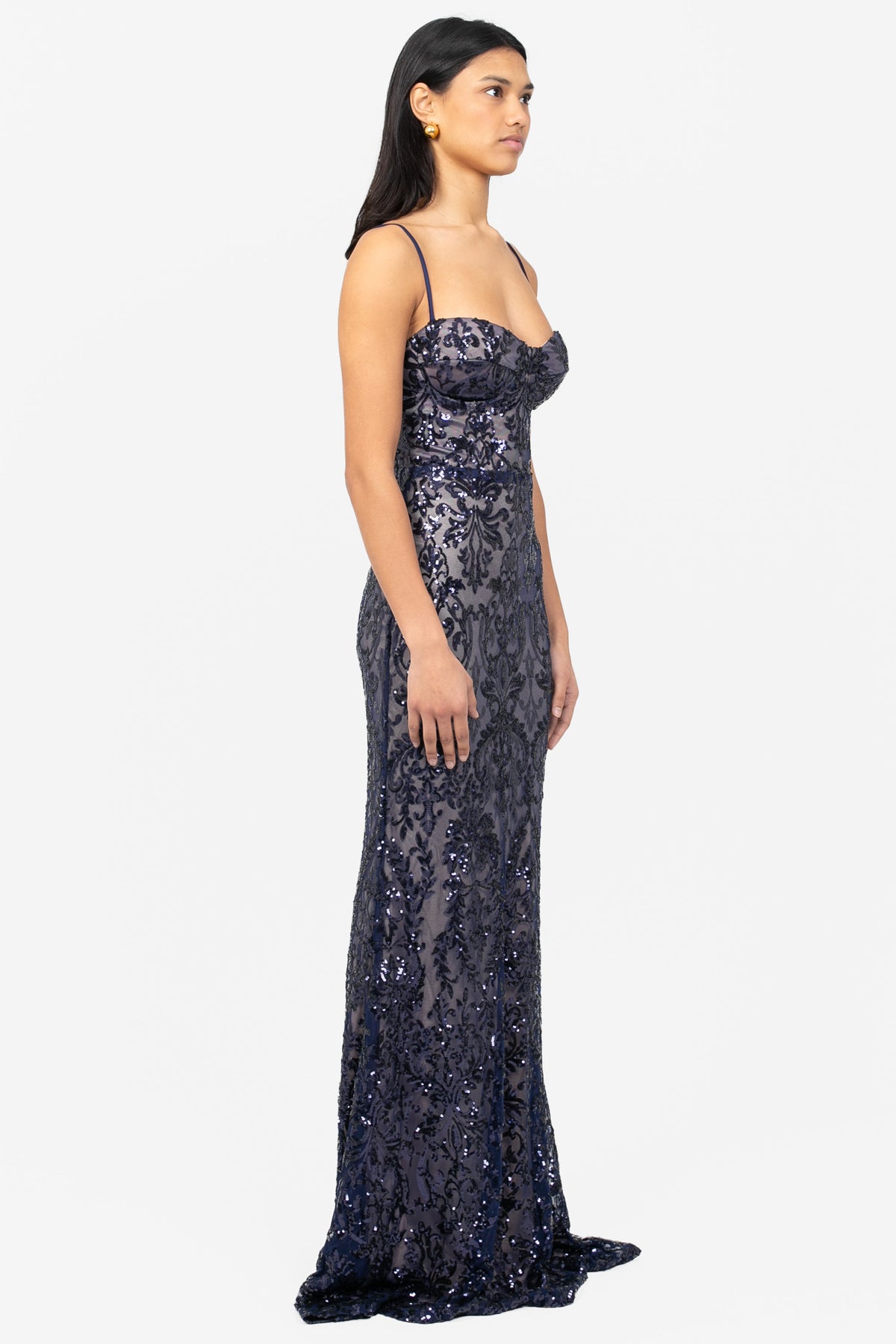 Gianna Floral Sequin Maxi Dress - honey