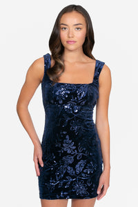 Carly Floral Sequin Embellished Mini Dress