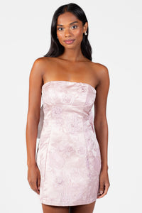 Florina Jacquard Bow Mini Dress - honey