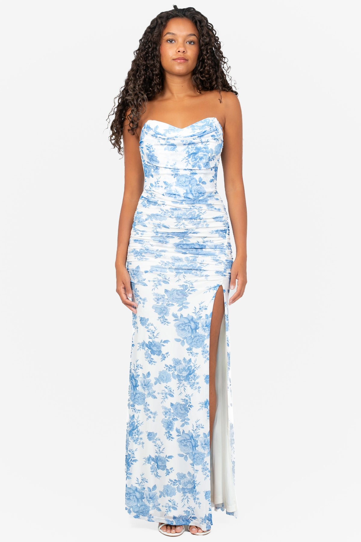 Alessia Corset Floral Ruched Maxi Dress