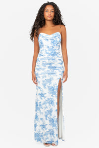 Alessia Corset Floral Ruched Maxi Dress