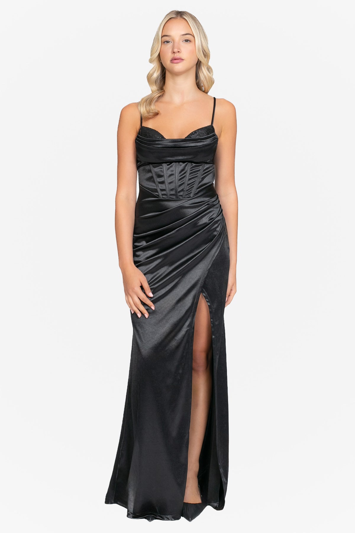 Larissa Corset Sequin Satin Maxi Dress