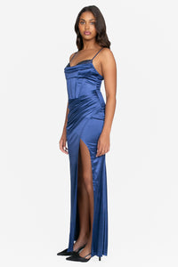 Larissa Corset Sequin Satin Maxi Dress