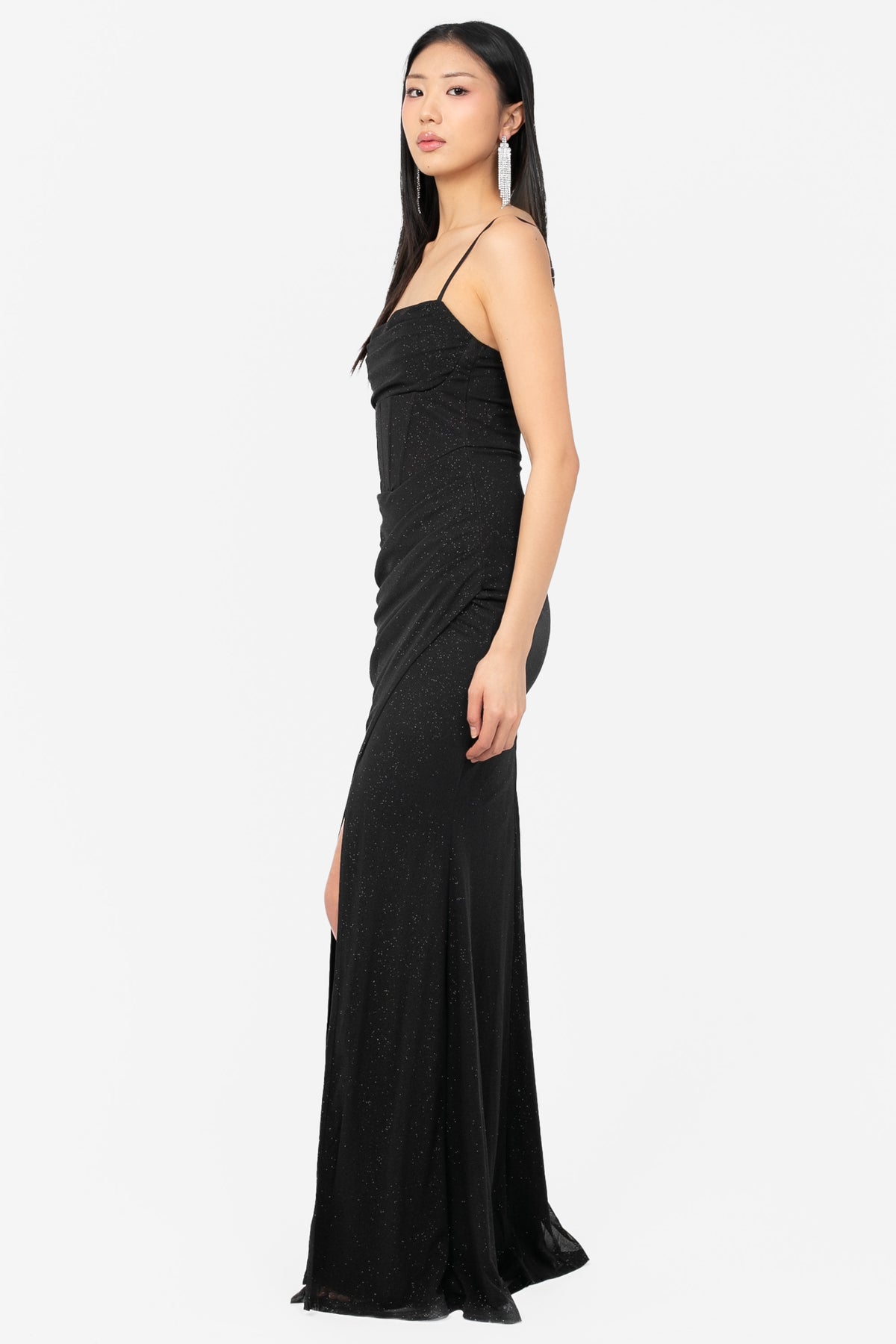 Verona Corset Glitter Maxi Dress - honey