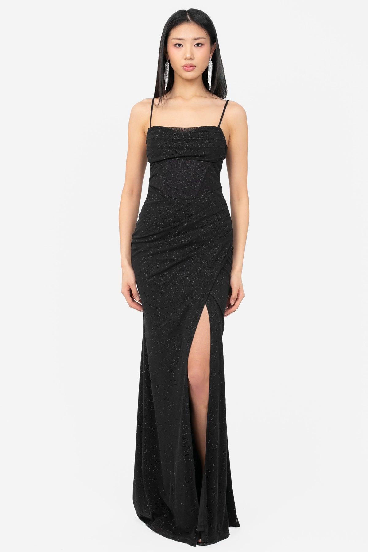 Verona Corset Glitter Maxi Dress - honey