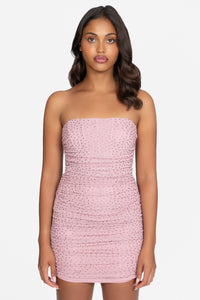 Raina Rhinestone Ruched Mini Dress