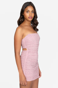 Raina Rhinestone Ruched Mini Dress