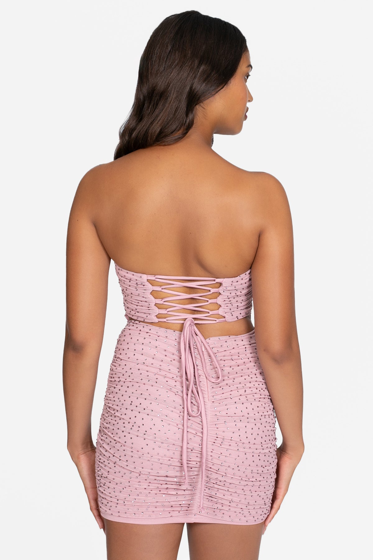 Raina Rhinestone Ruched Mini Dress