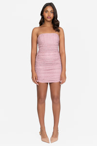 Raina Rhinestone Ruched Mini Dress