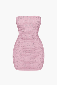 Raina Rhinestone Ruched Mini Dress