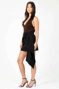 Mariah Draped Bow Mini Skirt - honey