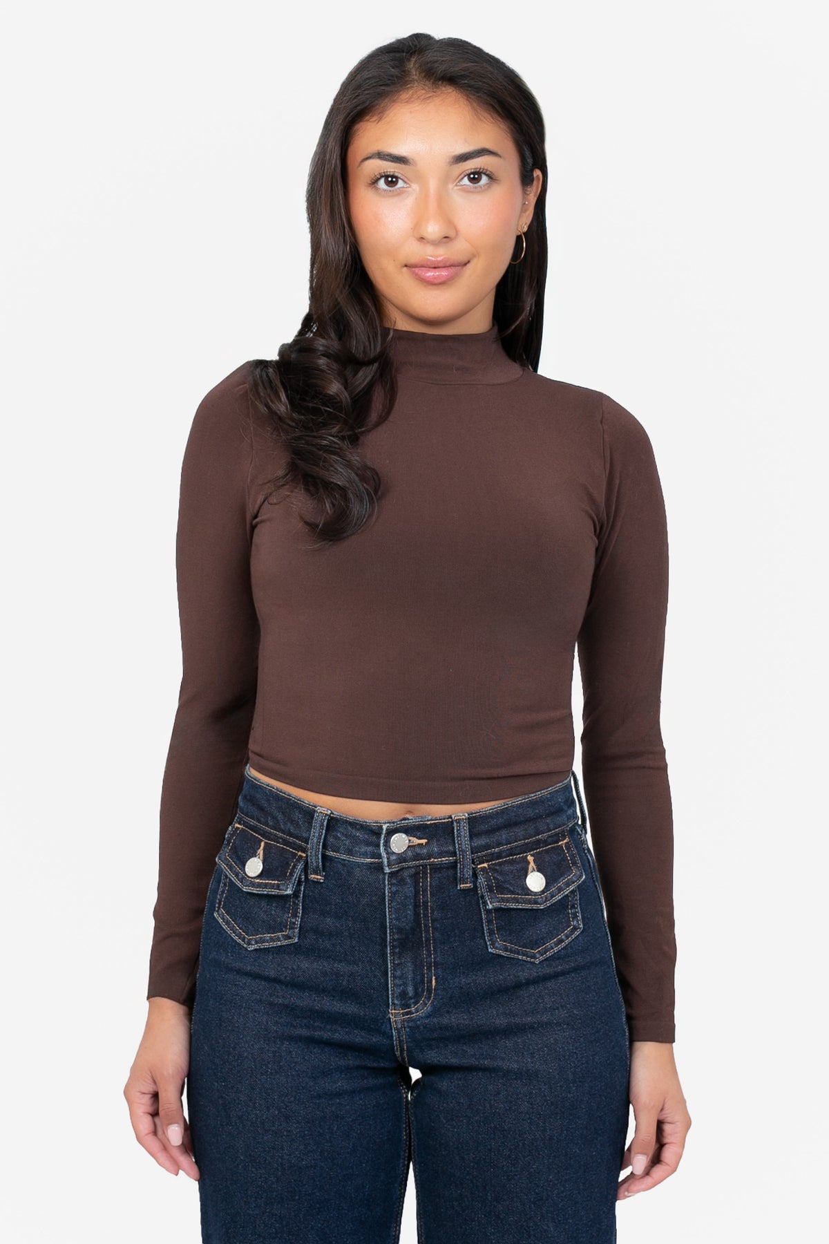 C'est Moi® Longsleeve Crop Mock Neck Top