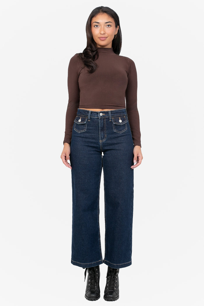 C'est Moi® Longsleeve Crop Mock Neck Top