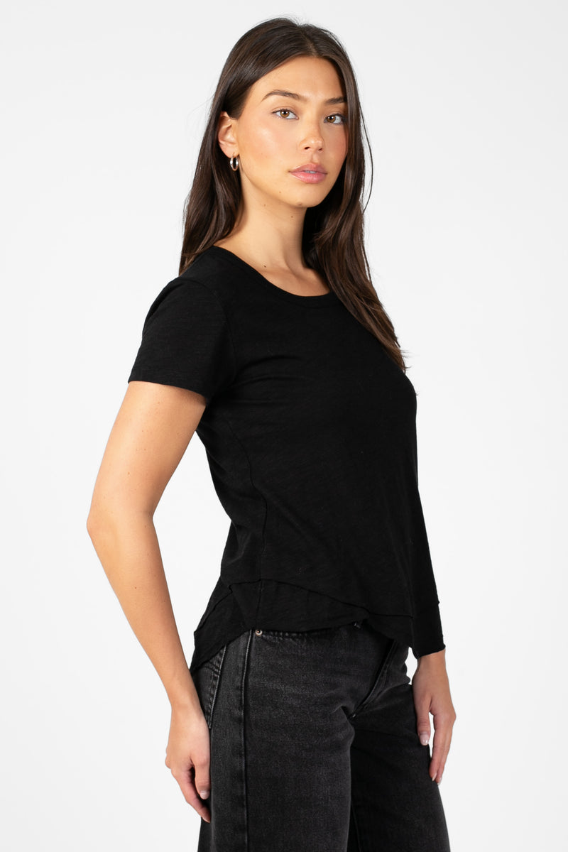 Ava Slub Jersey Mock Layer T-Shirt - honey