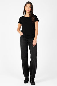 Ava Slub Jersey Mock Layer T-Shirt - honey