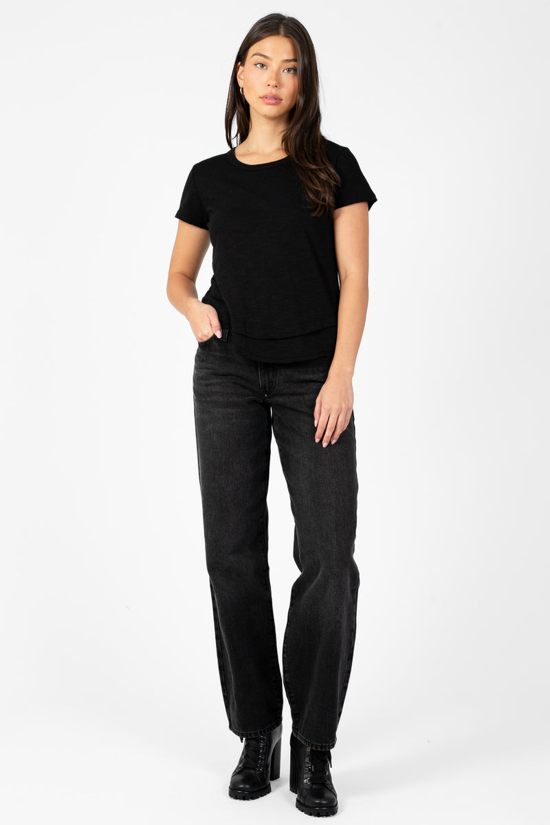 Ava Slub Jersey Mock Layer T-Shirt - honey