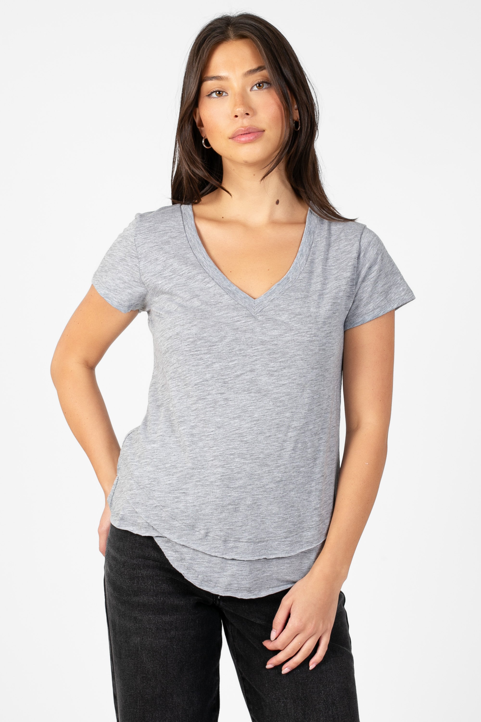Ava V-Neck Mock Layer T-Shirt