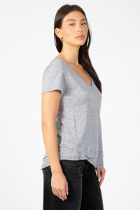 Ava V-Neck Mock Layer T-Shirt - honey