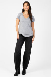 Ava V-Neck Mock Layer T-Shirt - honey