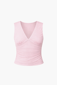 Lucia Ruched Mesh Top - honey