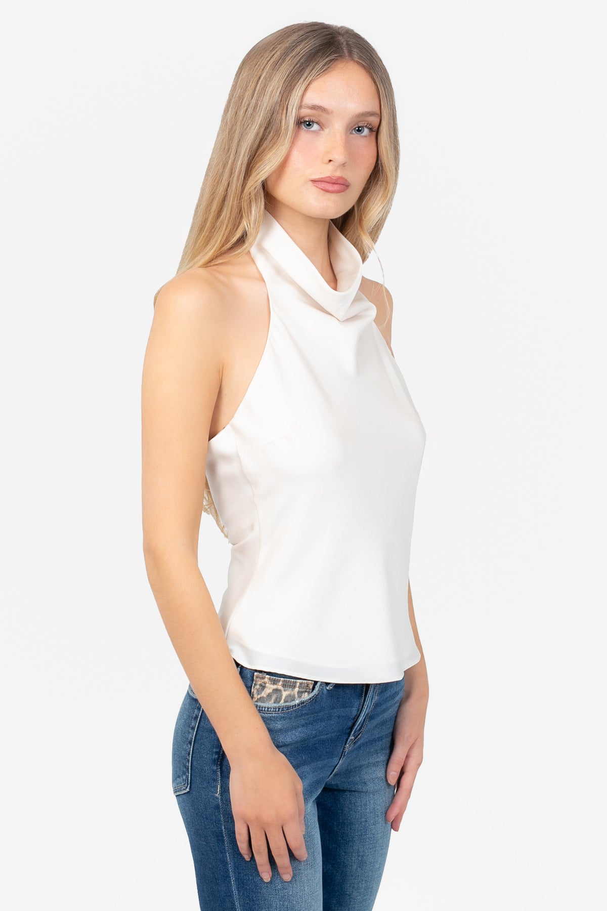 Loren Satin Draped Blouse