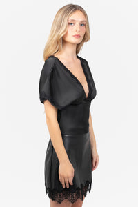 Noella Satin Lace Trim Blouse