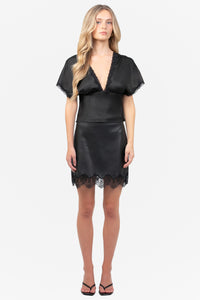 Noella Satin Lace Trim Blouse