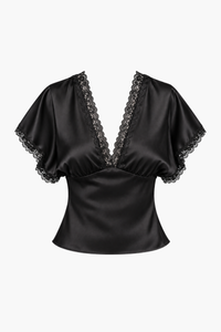 Noella Satin Lace Trim Blouse