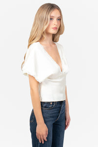 Noella Satin Lace Trim Blouse
