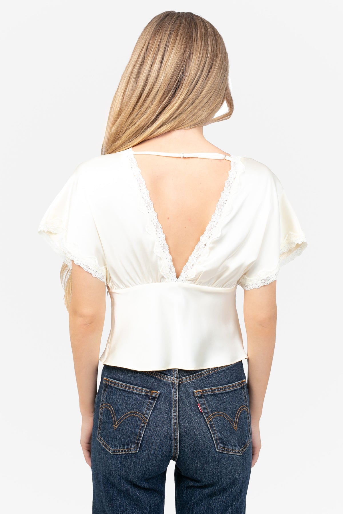 Noella Satin Lace Trim Blouse