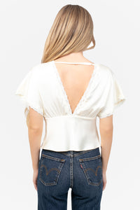 Noella Satin Lace Trim Blouse