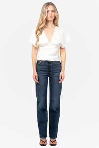 Noella Satin Lace Trim Blouse