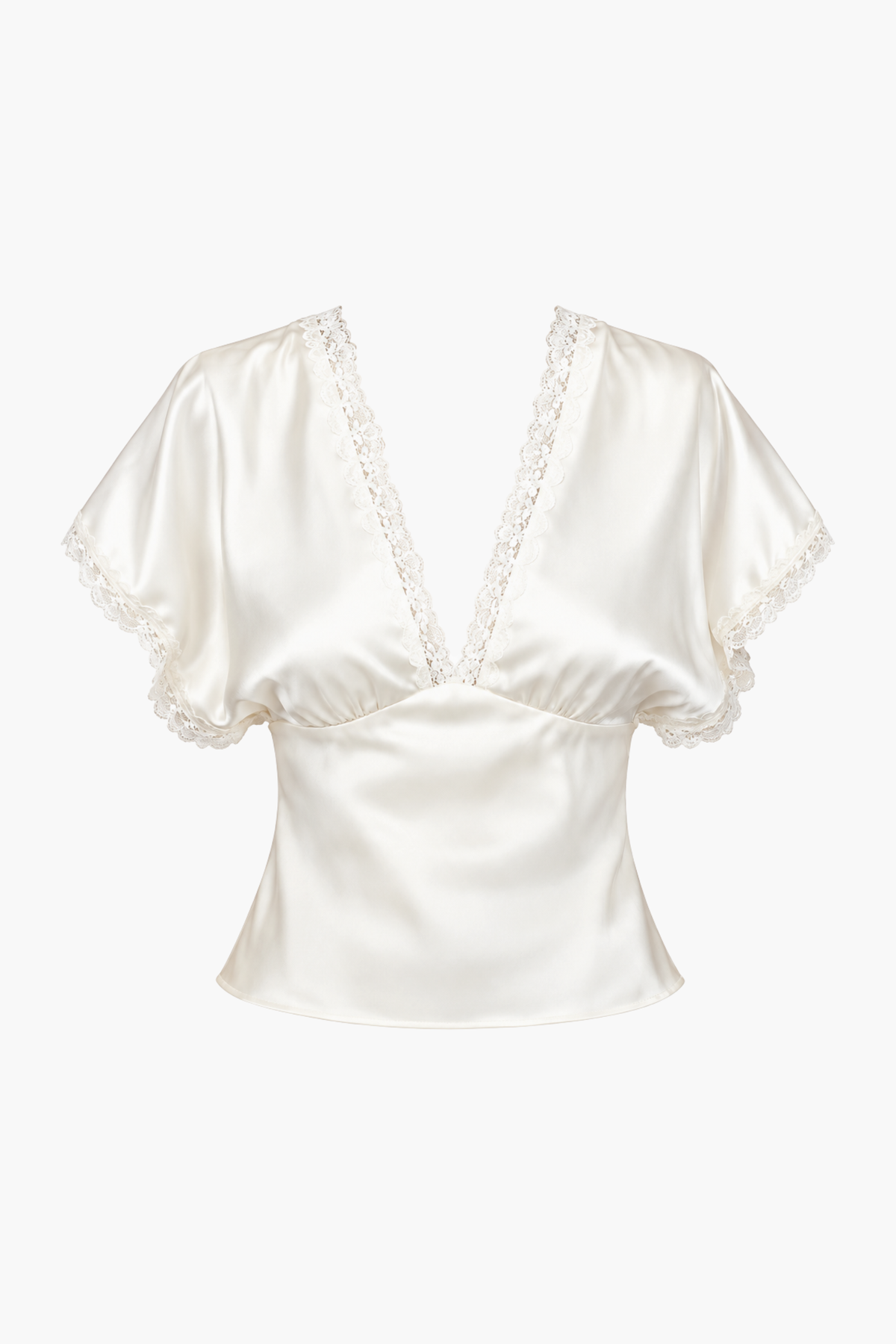 Noella Satin Lace Trim Blouse