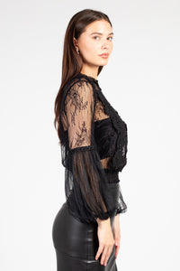 Clara Mesh Lace Crop Blouse