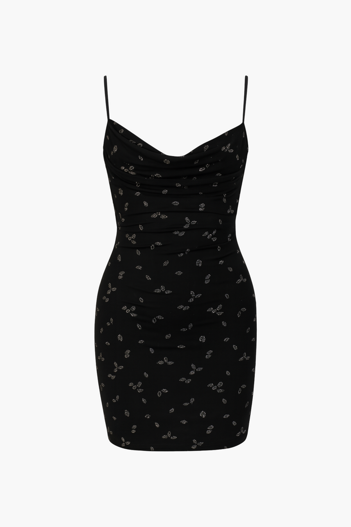 Tiffany Ruched Mesh Metallic Mini Dress - honey