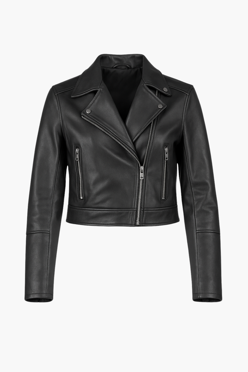 The Icon Moto Cropped Jacket - honey