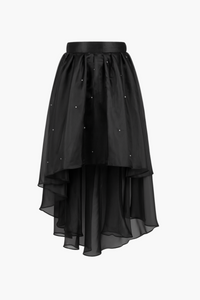 Darcy Pearl Embellished Organza Midi Skirt - honey