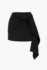 Mariah Draped Bow Mini Skirt - honey