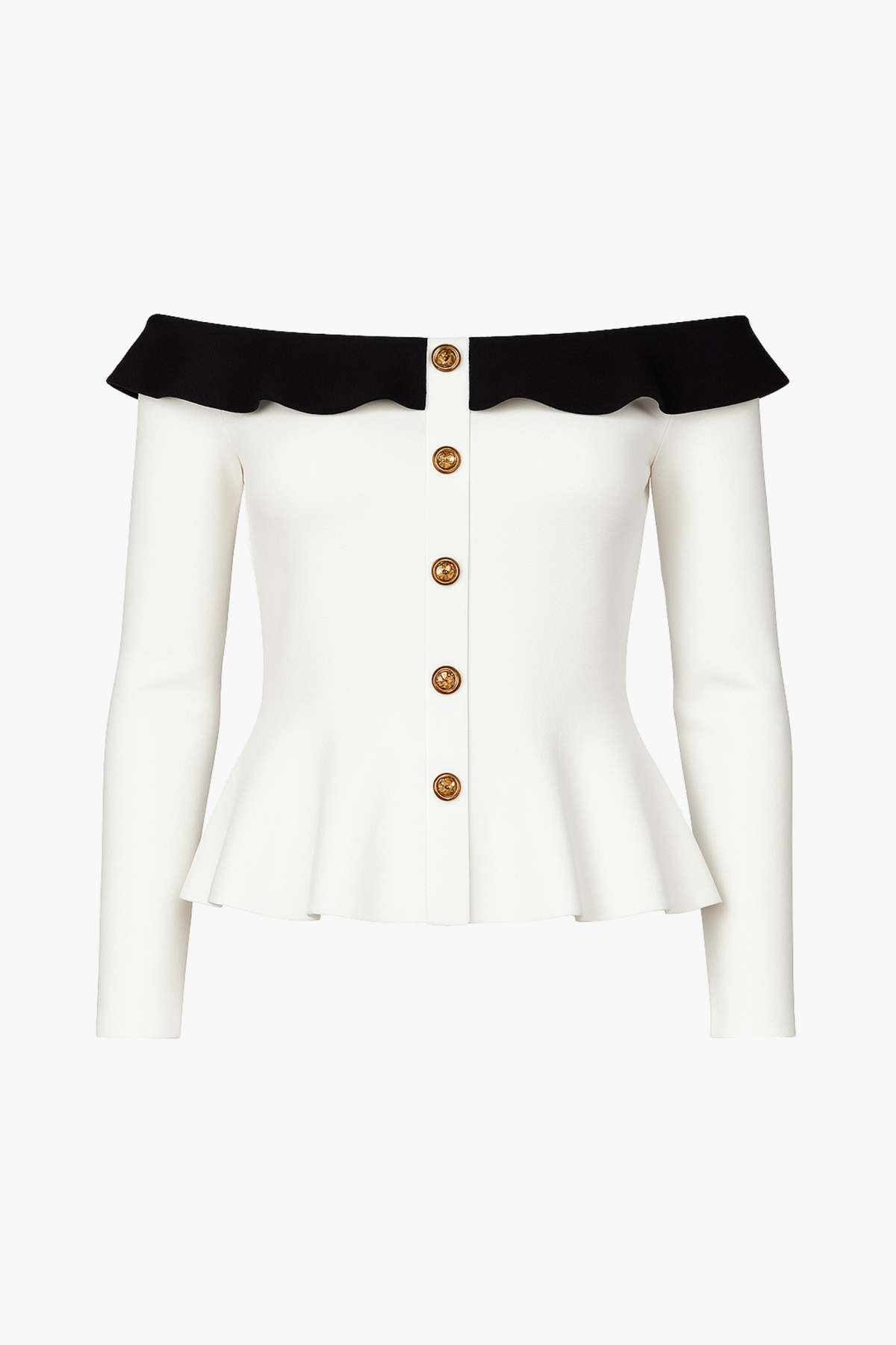 Felicity Contrast Peplum Sweater - honey