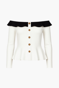 Felicity Contrast Peplum Sweater - honey