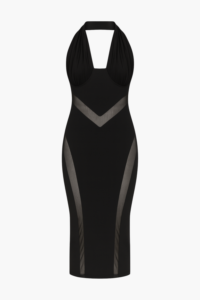 Mayhem Mesh Cutout Midi Dress - honey