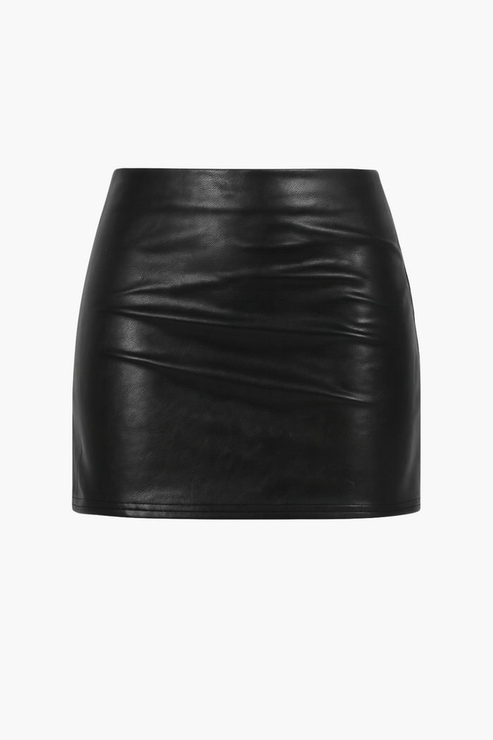 Carter Vegan Leather Mini Skirt - honey