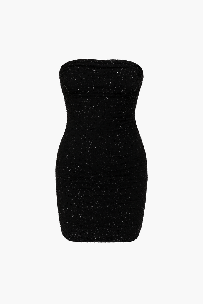 Solene Mesh Beaded Mini Dress - honey