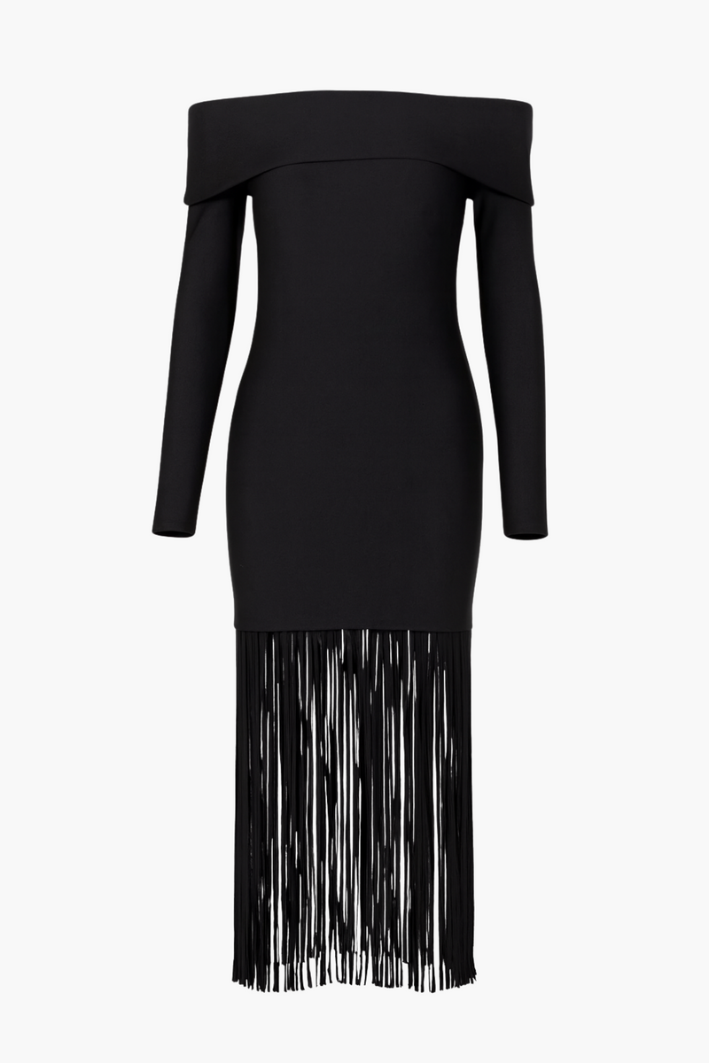 Aurelia Knit Fringe Midi Dress - honey