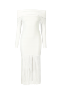 Aurelia Knit Fringe Midi Dress - honey