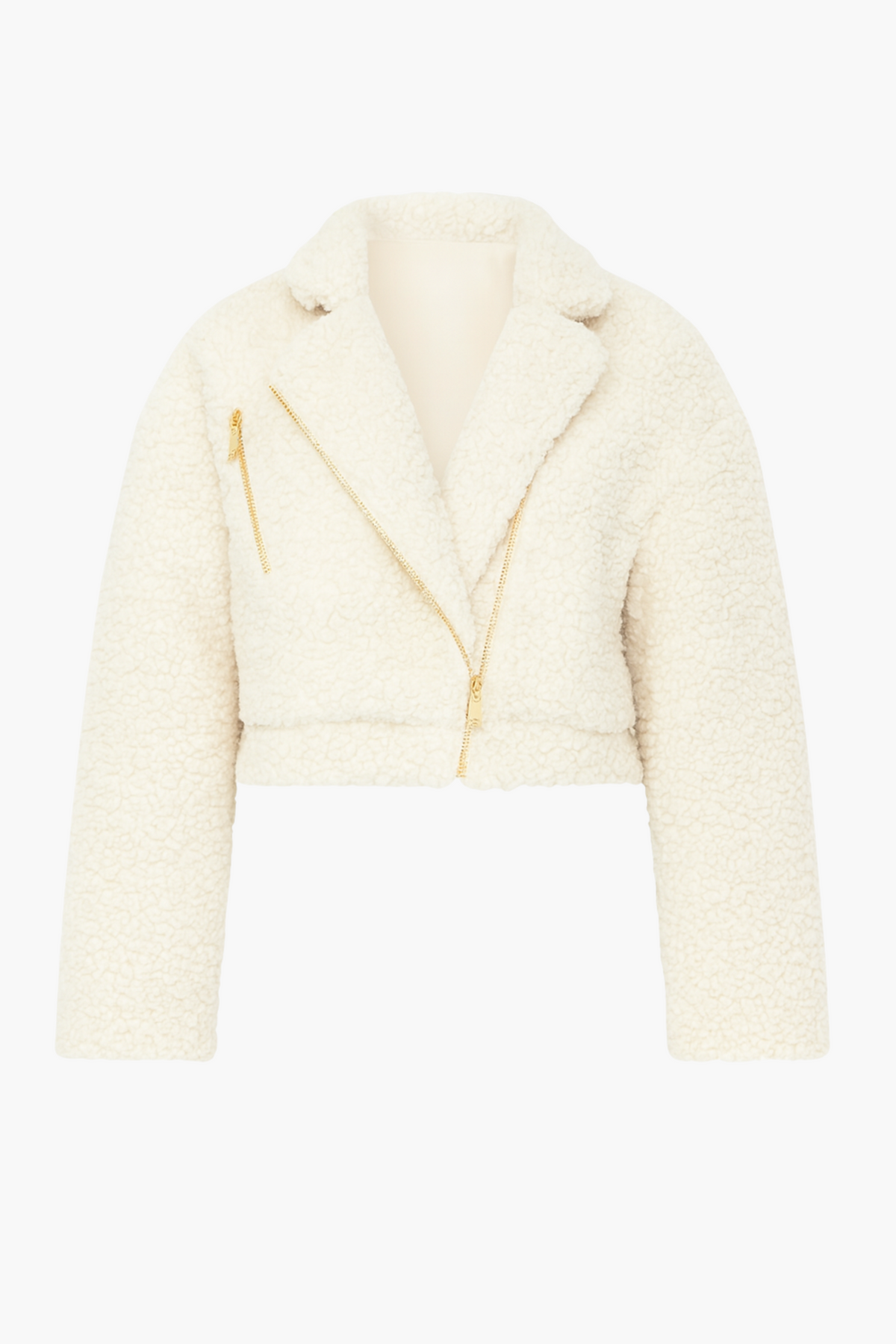 Honey Teddy Crop Moto Jacket - honey