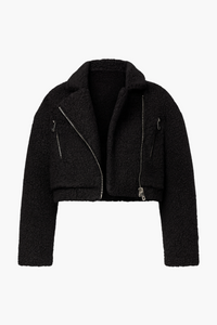 Honey Teddy Crop Moto Jacket - honey