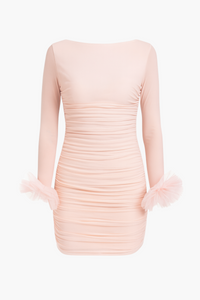 Leonie Mesh Ruched Mini Dress - honey